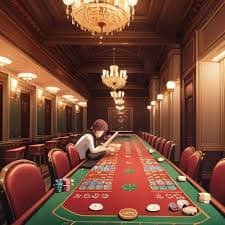Antarmuka permainan Mahjong Ways dengan grid 5x3 dan simbol-simbol mahjong tradisional di balashark
